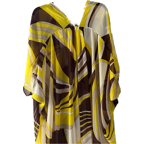 Zara Swim Cover Up Kaftan Sheer Retro Geo Print Loose Boho Pattern Beach Medium - Picture 12 of 15